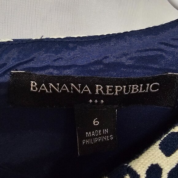 Banana Republic Navy Blue Bone Jacquard Sleeveless Sheath Dress Retro 6 - Picture 10 of 12